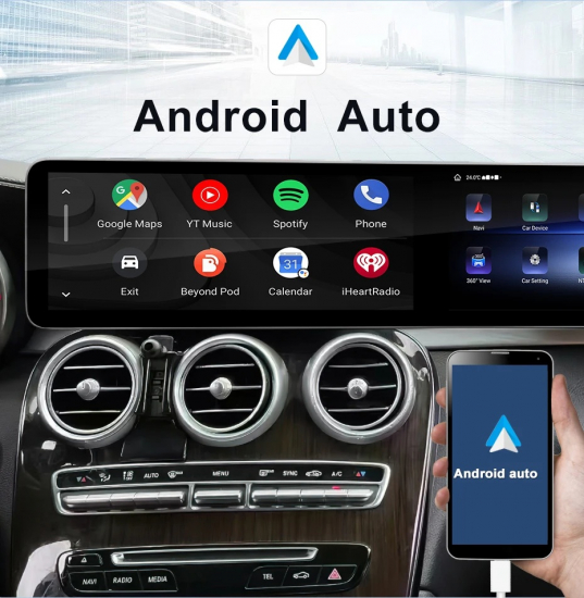 Preview: 26" Android 14 Dual-Screen Display für Mercedes C-Klasse/GLC W205 2015–2021 NTG 5.0/5.5/6